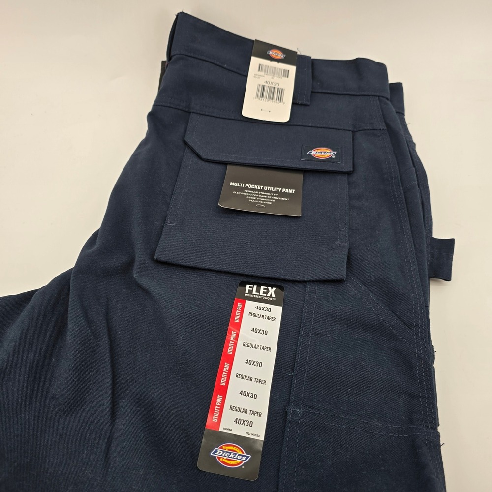 Dickies Flex Multi Pocket Utility Pant Mens Reinforced Knee Navy Blue 40X30 NWT